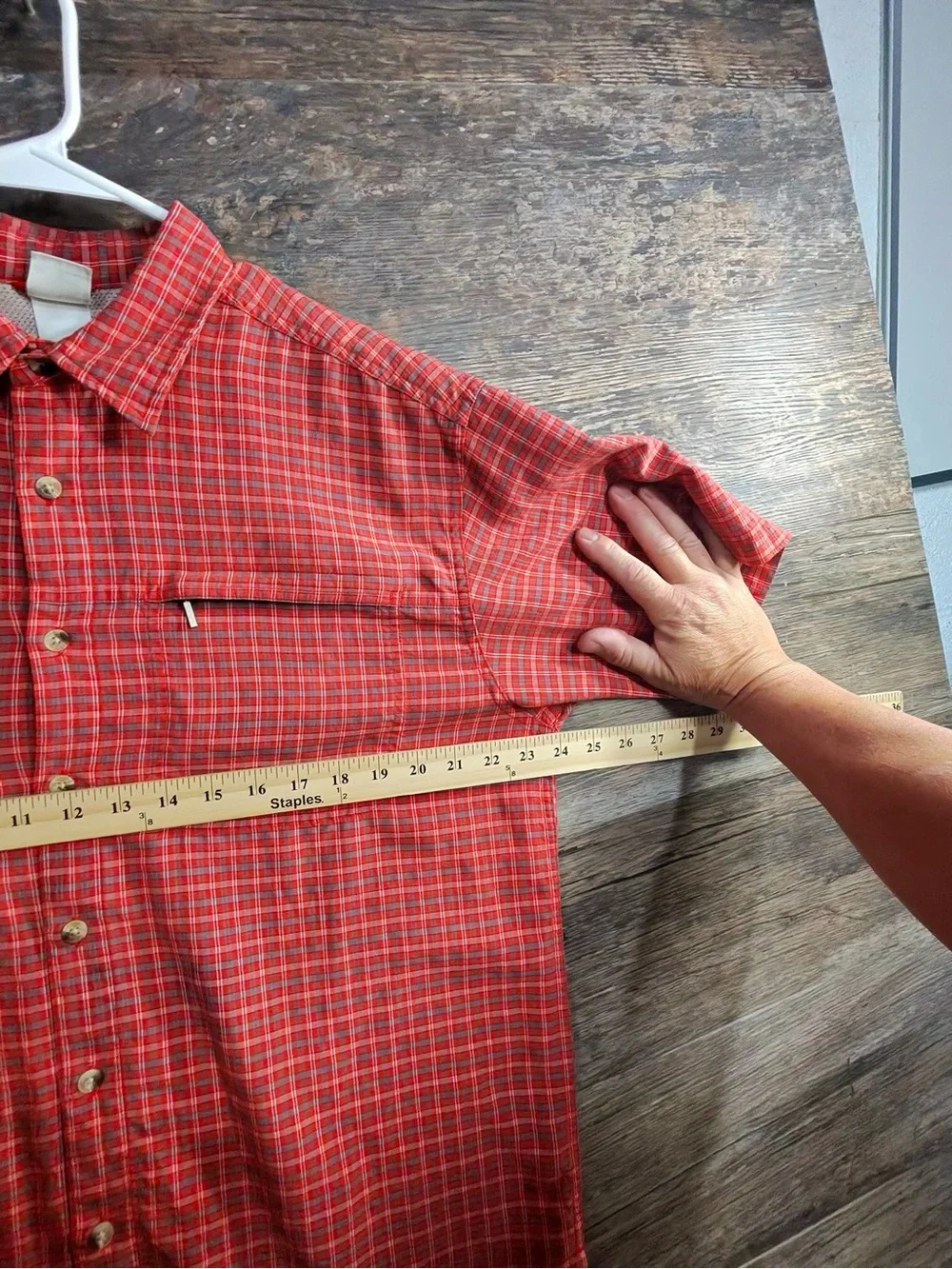 The North Face Men's Red Plaid Short-Sleeve Button-Down Shirt